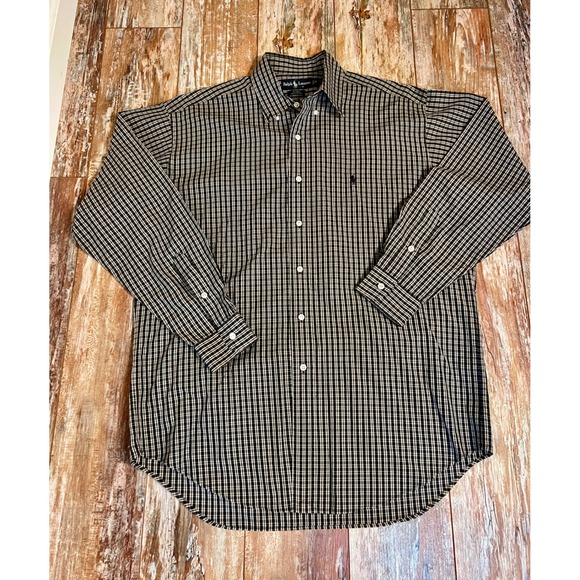 Ralph Lauren Other - Ralph Lauren Blake Mens Plaid Button Down Shirt Black Brown Cotton M